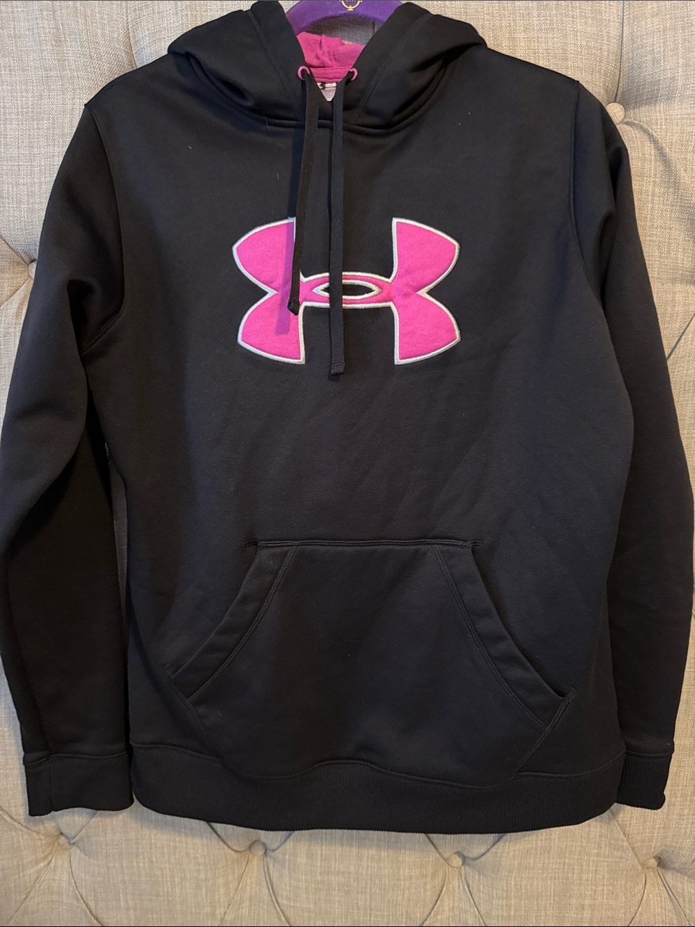 Under Armour Black Hoodie with Hot Pink Logo